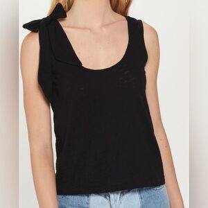 Goldie tank top with bow detail on right shoulder. Black 100% Pima Cotton.